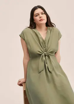 پیراهن میدی زنانه خاکی منگو
