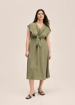 پیراهن میدی زنانه خاکی منگو