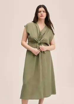 پیراهن میدی زنانه خاکی منگو