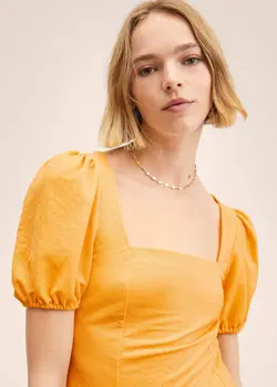 پیراهن کوتاه زنانه  زرد منگو