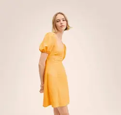 پیراهن کوتاه زنانه  زرد منگو