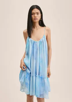 پیراهن کوتاه زنانه فیروزه ای منگو