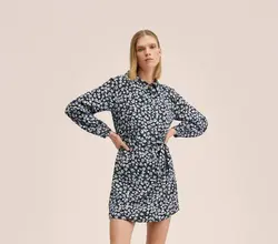 پیراهن کوتاه زنانه آبی منگو