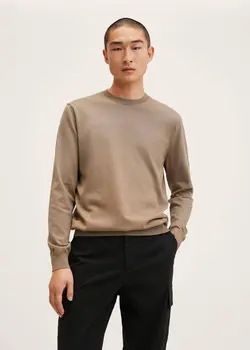 پلیور مردانه قهوه ای روشن منگو