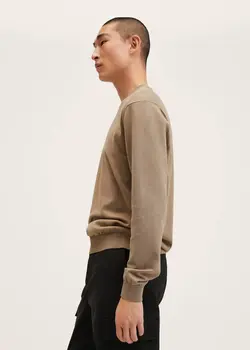 پلیور مردانه قهوه ای روشن منگو