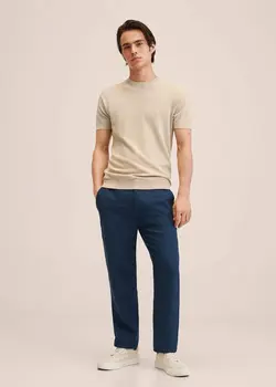 شلوار کتان مردانه سرمه ای منگو