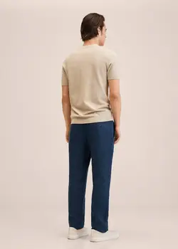 شلوار کتان مردانه سرمه ای منگو