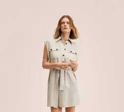 پیراهن کوتاه زنانه خاکستری منگو