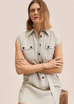 پیراهن کوتاه زنانه خاکستری منگو