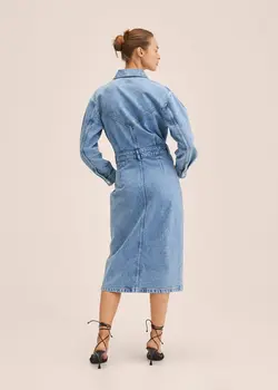 پیراهن میدی زنانه آبی منگو