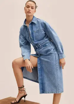 پیراهن میدی زنانه آبی منگو