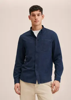 پیراهن مردانه آبی تیره منگو
