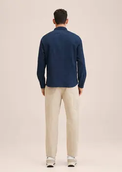 پیراهن مردانه آبی تیره منگو