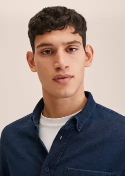 پیراهن مردانه آبی تیره منگو