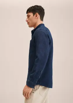 پیراهن مردانه آبی تیره منگو