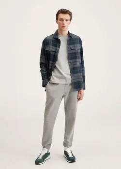 پیراهن مردانه خاکستری منگو