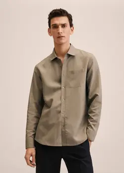پیراهن مردانه قهوه ای روشن منگو