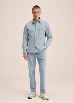 پیراهن مردانه آبی منگو