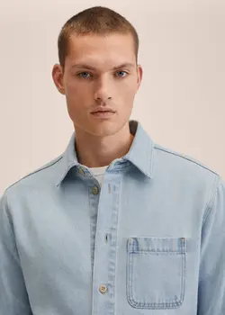 پیراهن مردانه آبی منگو