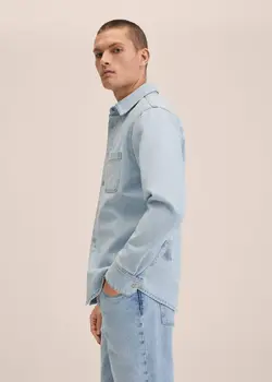 پیراهن مردانه آبی منگو