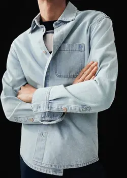 پیراهن مردانه آبی منگو