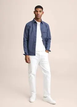 پیراهن مردانه آبی تیره منگو