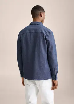 پیراهن مردانه آبی تیره منگو