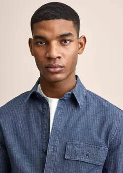 پیراهن مردانه آبی تیره منگو