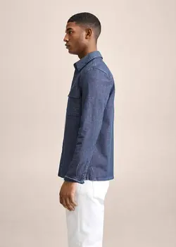 پیراهن مردانه آبی تیره منگو