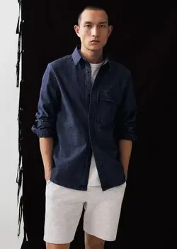 پیراهن مردانه آبی تیره منگو