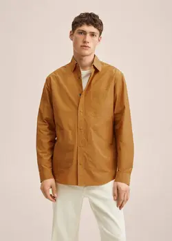 پیراهن مردانه خردلی منگو