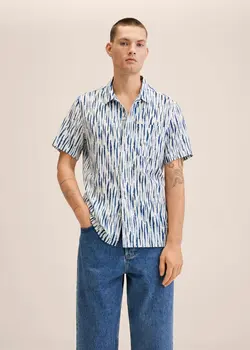 پیراهن مردانه آبی منگو