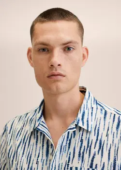 پیراهن مردانه آبی منگو