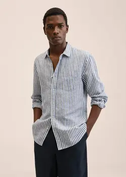 پیراهن مردانه سرمه ای منگو