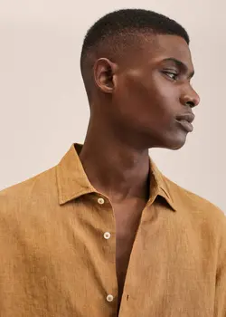 پیراهن مردانه زرد تیره منگو