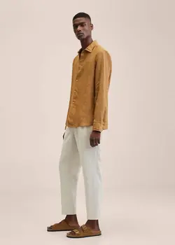 پیراهن مردانه زرد تیره منگو