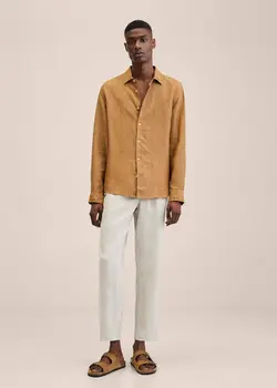 پیراهن مردانه زرد تیره منگو