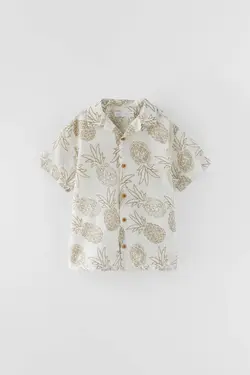 پیراهن پسرانه سفید تیره زارا