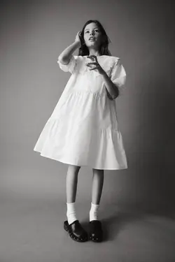 پیراهن و سارافون دخترانه  سفید تیره زارا