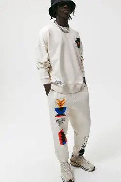 شلوار جاگر مردانه سفید زارا