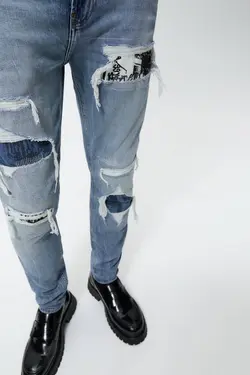 شلوار جین جذب مردانه آبی زارا