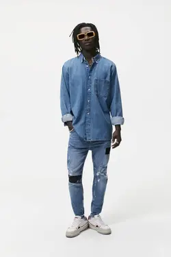 شلوار جین جذب مردانه آبی زارا