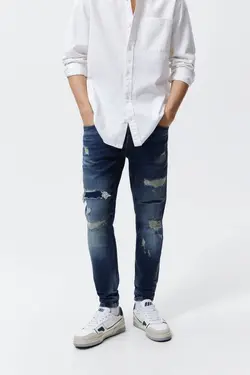 شلوار جین جذب مردانه آبی زارا