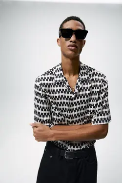 پیراهن آستین کوتاه مردانه مشکی زارا