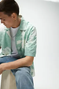 پیراهن آستین کوتاه مردانه سبز زارا