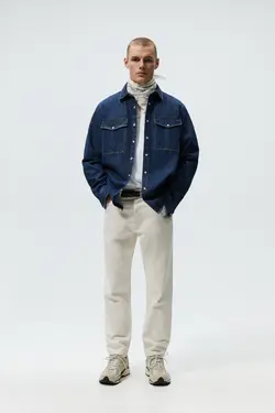 شلوار جین ریلکس فیت مردانه سفید زارا