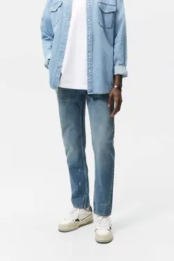 شلوار جین ریلکس فیت مردانه سرمه ای زارا