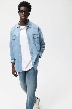 شلوار جین ریلکس فیت مردانه سرمه ای زارا