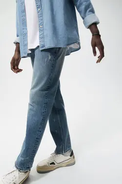 شلوار جین ریلکس فیت مردانه سرمه ای زارا