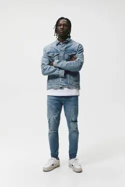 شلوار جین جذب مردانه آبی زارا